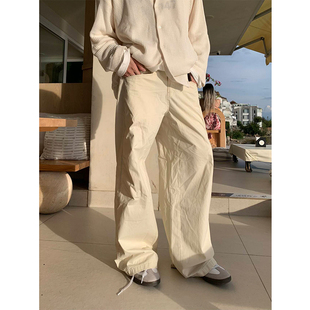 NECOYEP 2025美式复古廓形直筒休闲裤情侣夏季宽松百搭阔腿长裤子