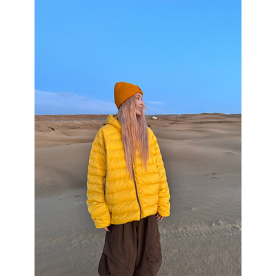 NECOYEP 美式轻量化排骨纹连帽羽绒服男女秋冬百搭防寒保暖外套