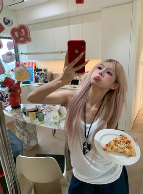 NECOYEP 美式复古慵懒无袖背心T恤女夏季宽松休闲运动打底上衣