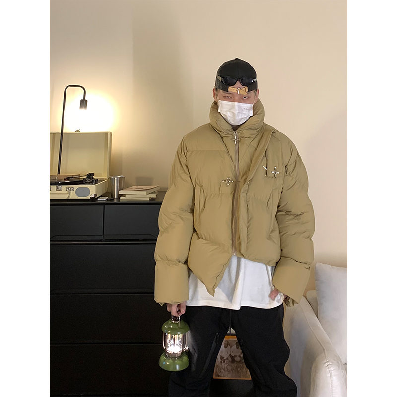 设计感金属扣面包服棉服