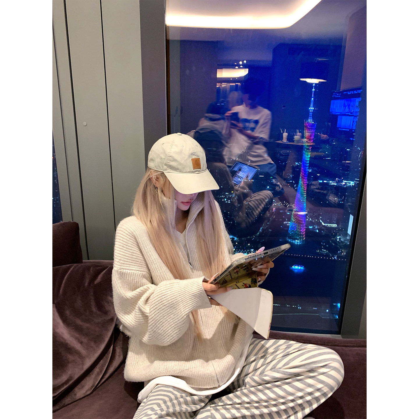 NECOYEP 美式慵懒风立领开衫毛衣男女秋冬宽松百搭针织毛衫外套