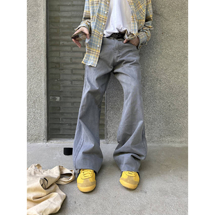 NECOYEP 2025美式复古高街微喇阔腿休闲裤情侣百搭简约时尚长裤子