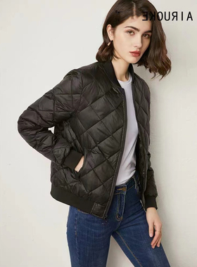 羽绒棉服女式短款2024潮冬装新款轻薄夹克黑色棉袄棉衣小棒球外套