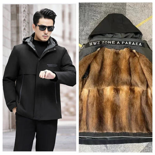 整貂皮真貂毛男士派克服男士皮草
