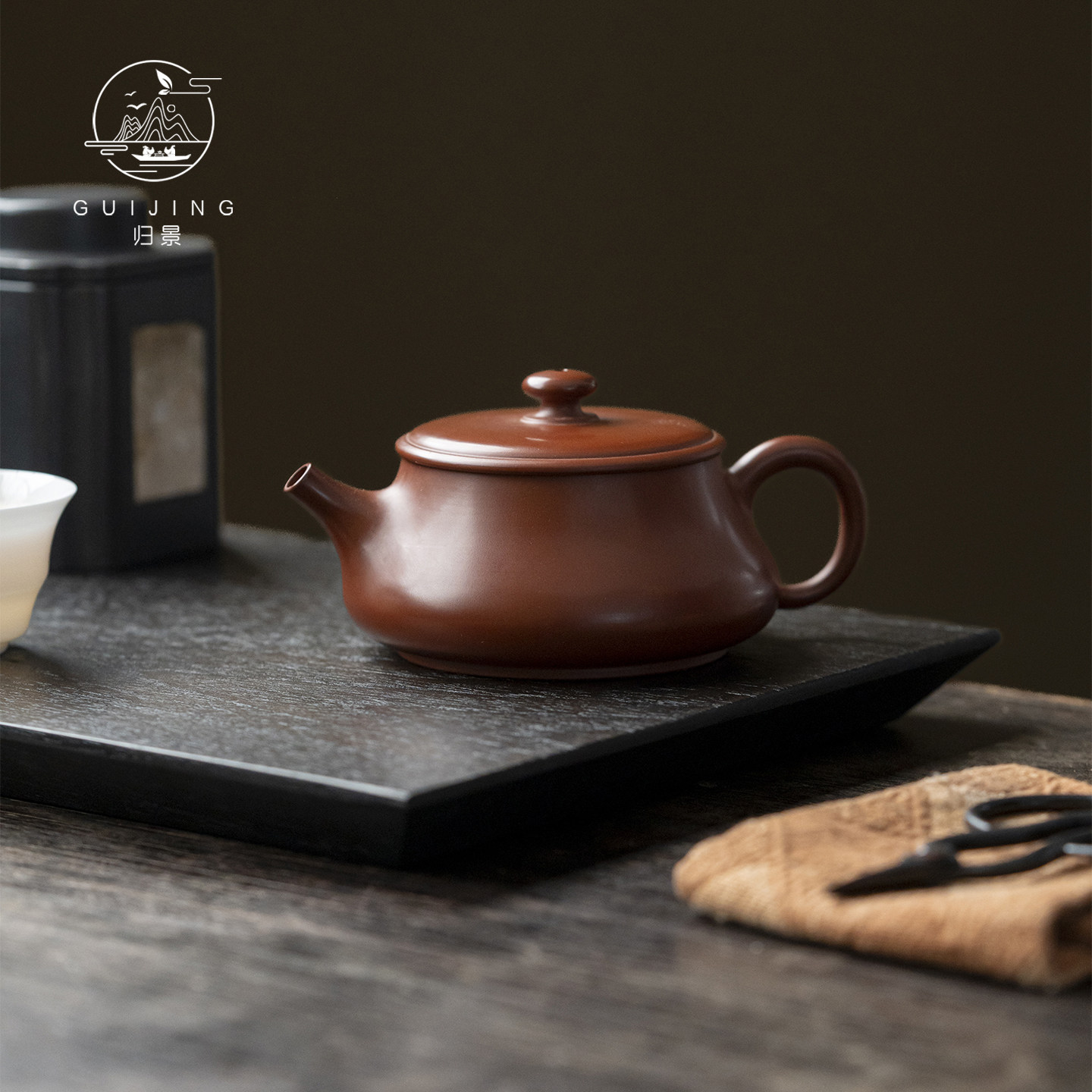 归景丨汉瓦丨纯手工紫砂壶潮州手拉壶朱泥大口精致泡茶壶礼盒装