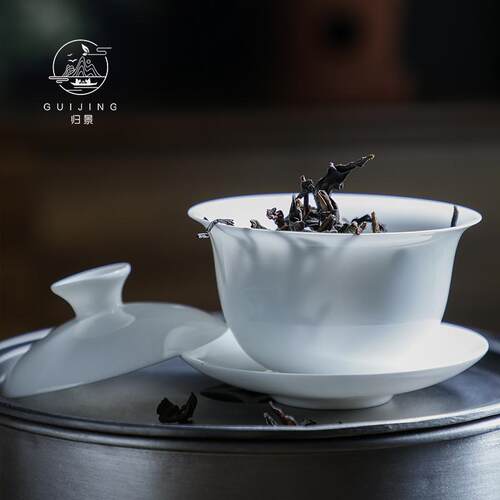 归景丨听风丨潮州骨瓷茶具盖碗茶杯薄胎潮汕功夫茶乌龙单从茶碗