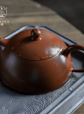 归景丨半月丨潮州手拉壶纯手工紫砂壶朱泥薄胎茶壶小容量泡茶壶