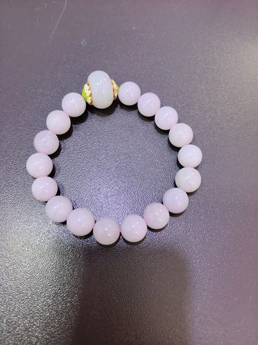天然缅甸翡翠手串A货卡9.8-10mm淡紫粉白桶珠玉石珠圆珠简约百搭