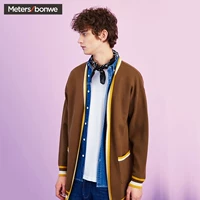 Métbonwe nam 2018 Xuân-thu Mới Mới Joker Thêu V-cổ cardigan Đan áo len Mall - Cardigan áo len nam trung niên