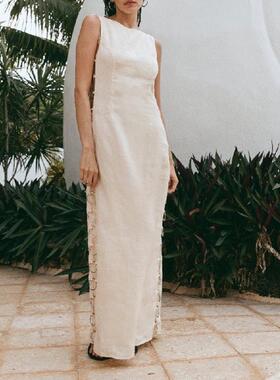 新款欧美印花袖性感装饰铁环连衣裙女Printed sexy dress