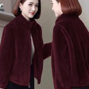 年轻妈妈冬装洋气立领短款皮毛外套中老年女秋冬保暖貂绒百搭上衣