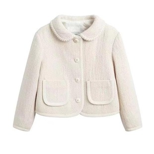 月底发 到160码 秋冬新款女童绵羊毛翻领外套小香风夹棉上衣 童装