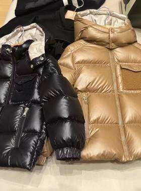 经典款鹅绒纯色连帽羽绒服外套