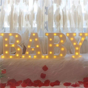 宝宝白天周岁生日派对布置字母灯baby甜品台场景氛围装饰LED灯