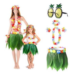 夏威夷草裙成人儿童户外沙滩节日热舞派对装饰表演仿真树叶裙子