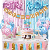 Boy revea Gender Girl性别揭示l派对布置气球拉旗雨丝插件套装