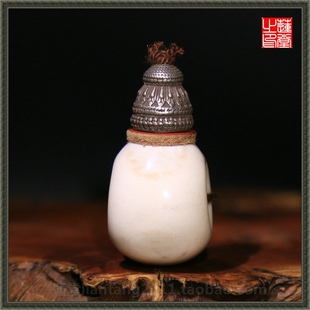 蓮堂手工藏式复古水滴宝瓶款天然老料鹿角佛头三通搭配银塔16-27