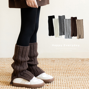 加厚儿童袜套女童堆堆袜韩版保暖百搭小腿袜毛线袜开叉喇叭口袜套