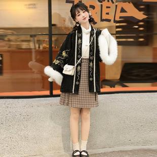 格子短裙日常秋冬款 秀巅原创汉服 素外套立领衫 改良汉元 征集中