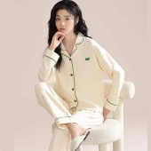 长袖 简约舒适家居服套装 长裤 夏季 可外穿 2026新款 纯棉睡衣女春秋季