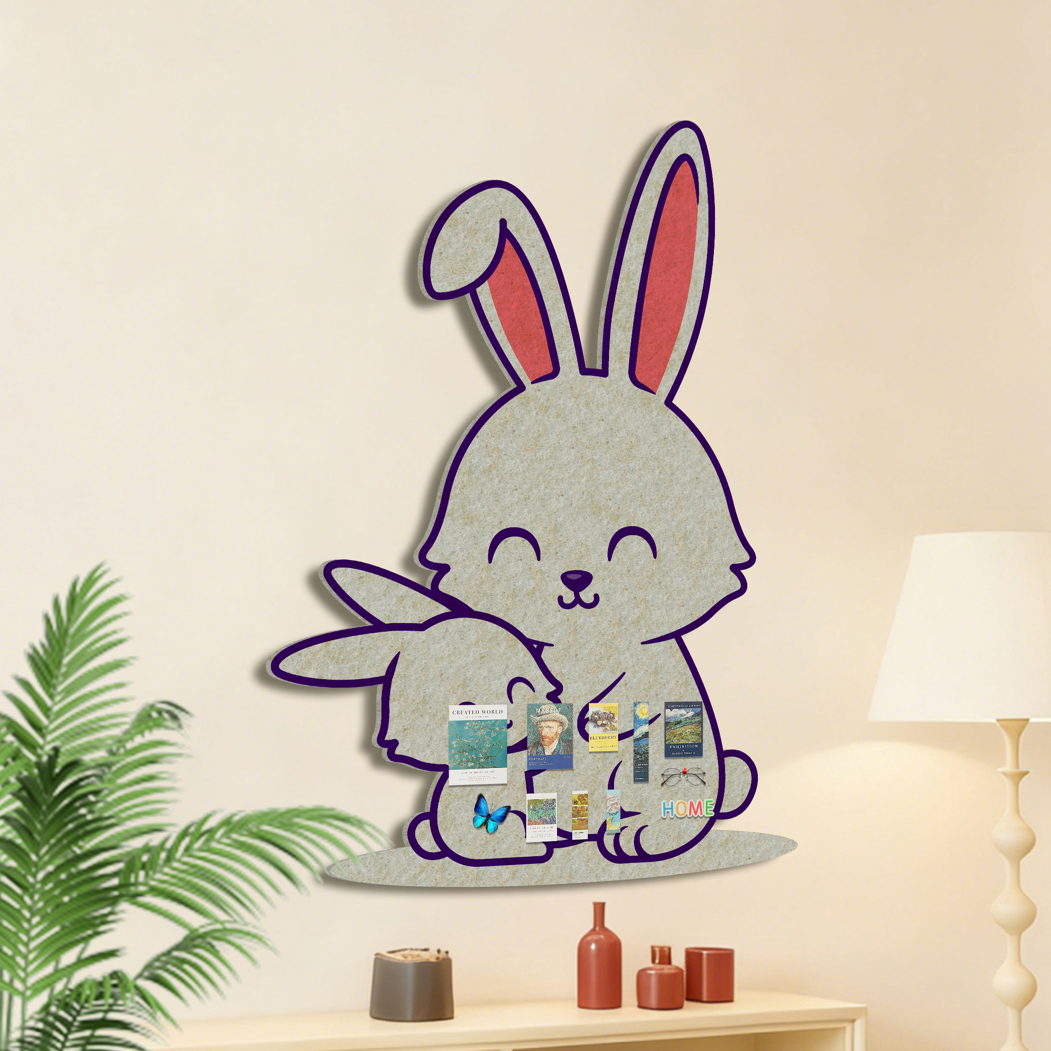 卡通母子兔子毛毡墙贴幼儿园作品展示板少女心卧室网红打卡照片墙,家居饰品,软装墙贴,淘宝优惠券,粉丝福利购,淘宝优惠卷
