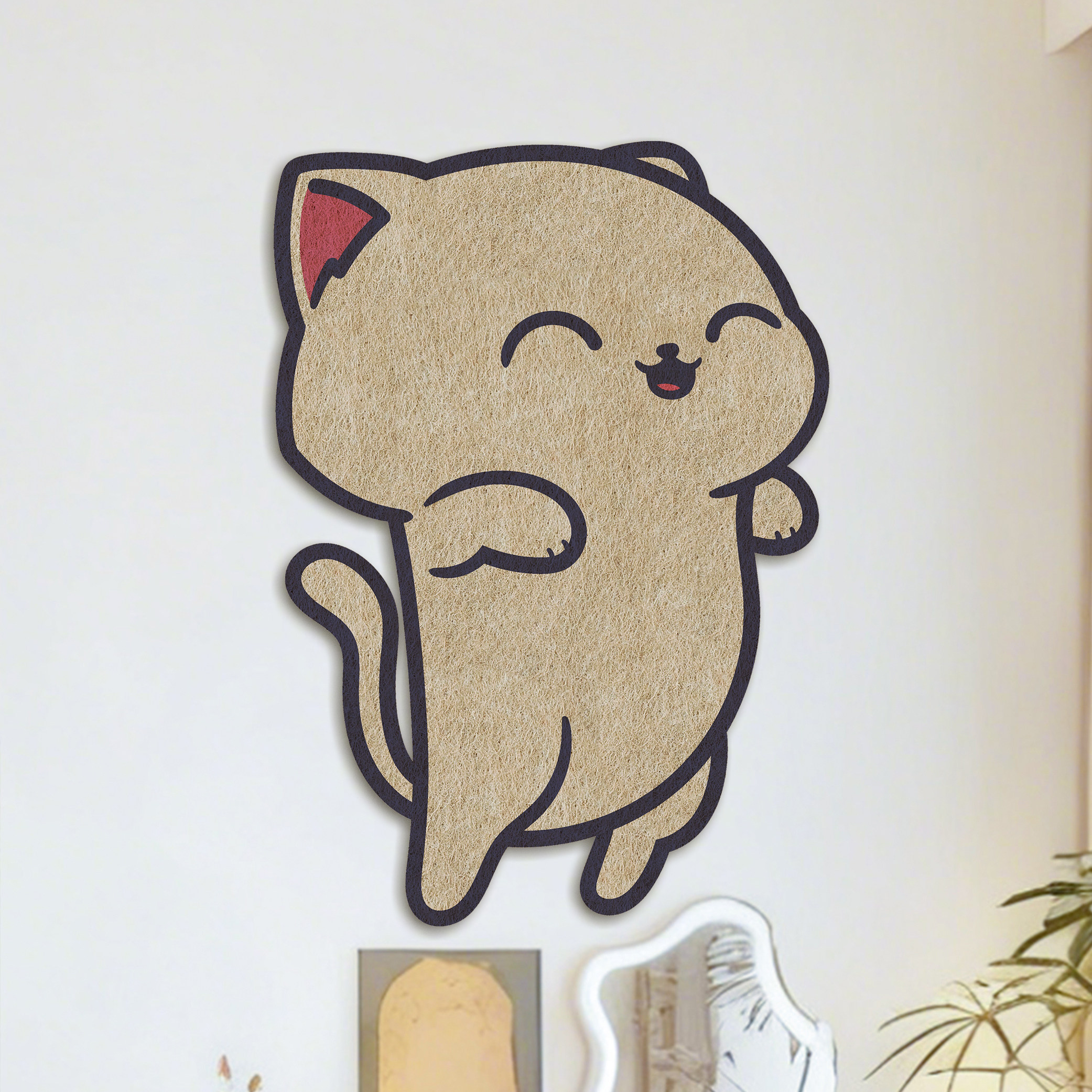 可爱猫咪毛毡照片墙免打孔自粘墙面装饰吧唧展示板相册墙沙发背景