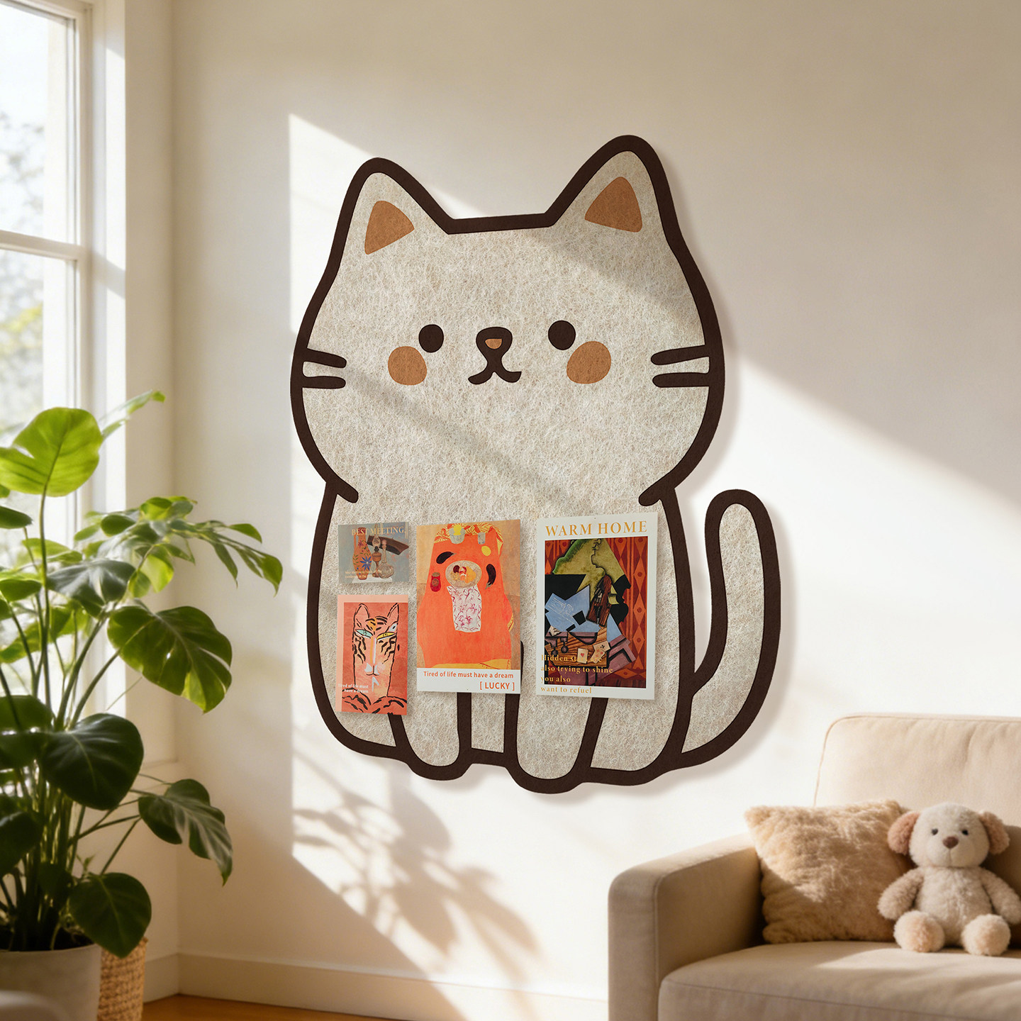 猫咪毛毡板墙贴照片墙卡通动物布置装饰留言板展示墙软木板免打孔,家居饰品,软装墙贴,淘宝优惠券,粉丝福利购,淘宝优惠卷
