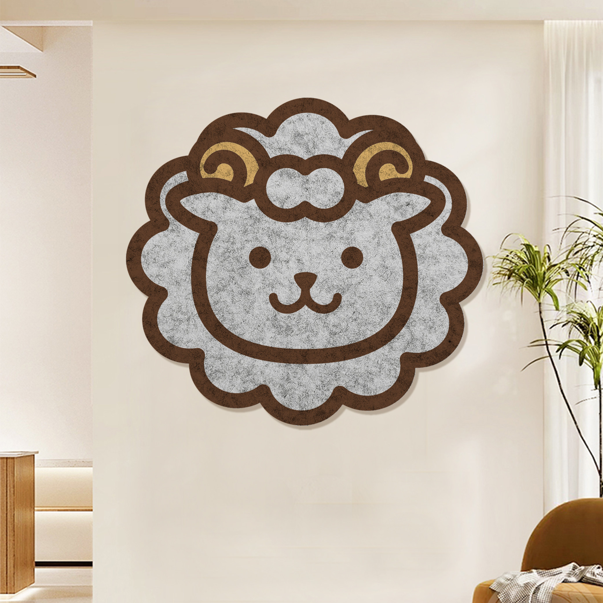 可爱卡通小羊毛毡板照片墙免打孔自粘沙发背景墙拍立得相册墙自粘