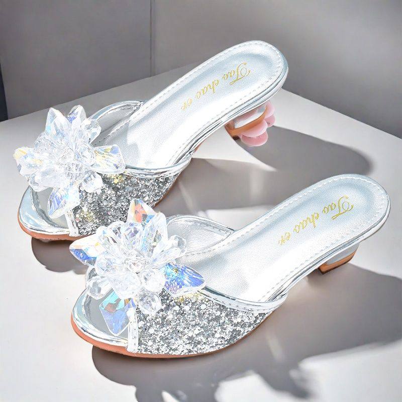 女童拖鞋银色儿童水晶鞋夏季洋气外穿高跟鞋鱼嘴凉拖鞋防滑公主鞋,童鞋/婴儿鞋/亲子鞋,儿童凉拖鞋,淘宝优惠券,粉丝福利购,淘宝优惠卷