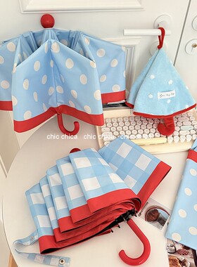 chic原创高颜值红鼻子小红弯钩雨伞女logo广告定制遮阳晴雨两用伞