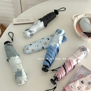 chic可爱猫咪铅笔雨伞原创超轻小折叠150g晴雨两用太阳伞女高颜值