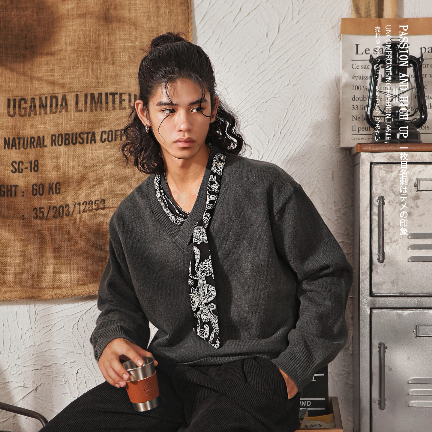 日系复古cleanfit毛衣男秋季潮牌