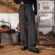 日系复古老钱风休闲裤 宽松阔腿裤 男冬季 加厚高级垂感直筒休闲长裤