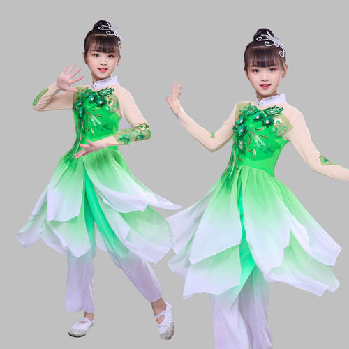 儿童古典舞演出服舞蹈扇子舞飘逸