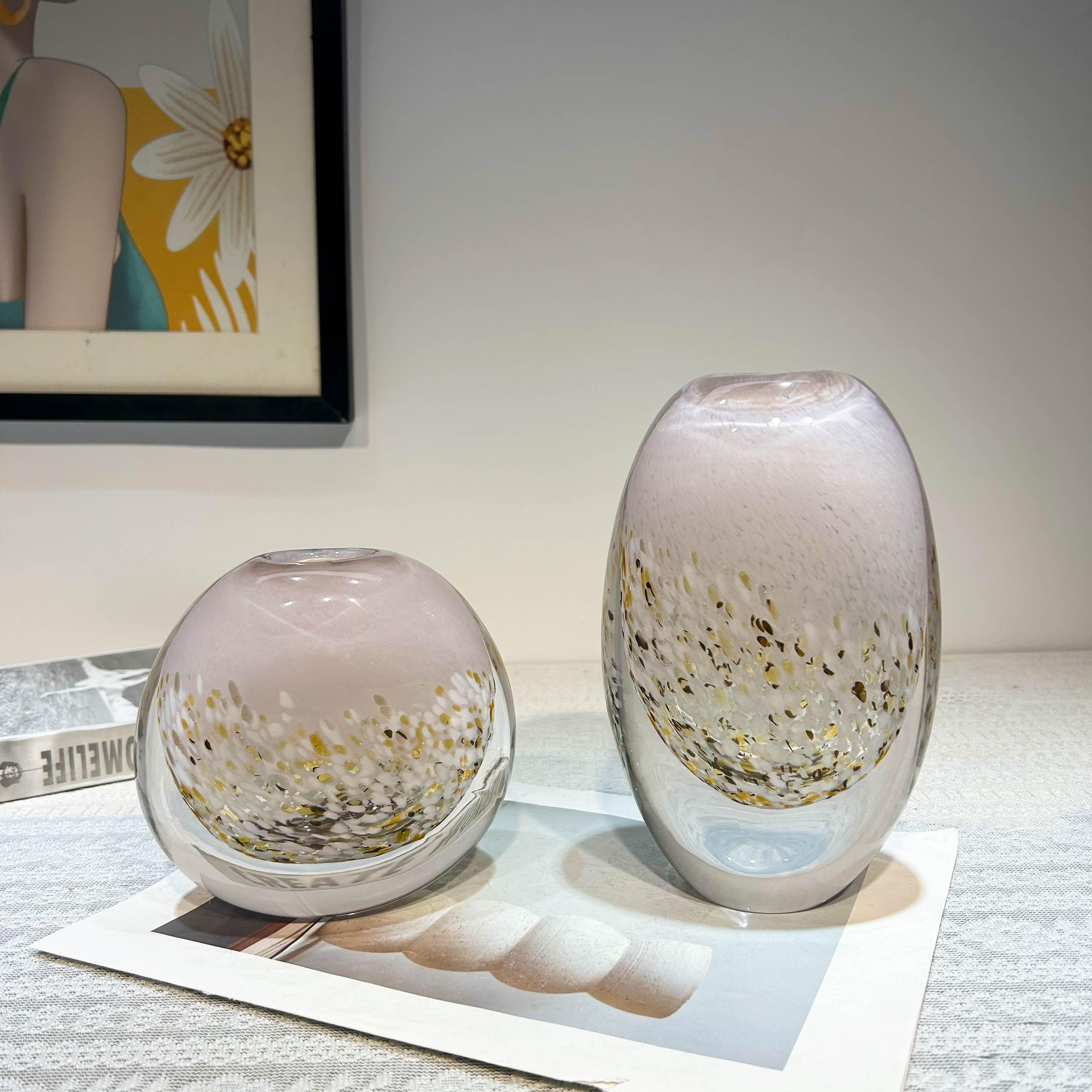 现代简约风花瓶圆球手工琉璃花瓶