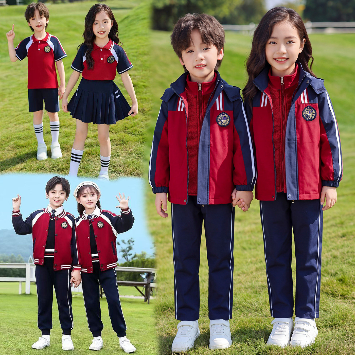 幼儿园园服男女童班服三合一冲锋衣秋冬装小学生校服运动会三件套
