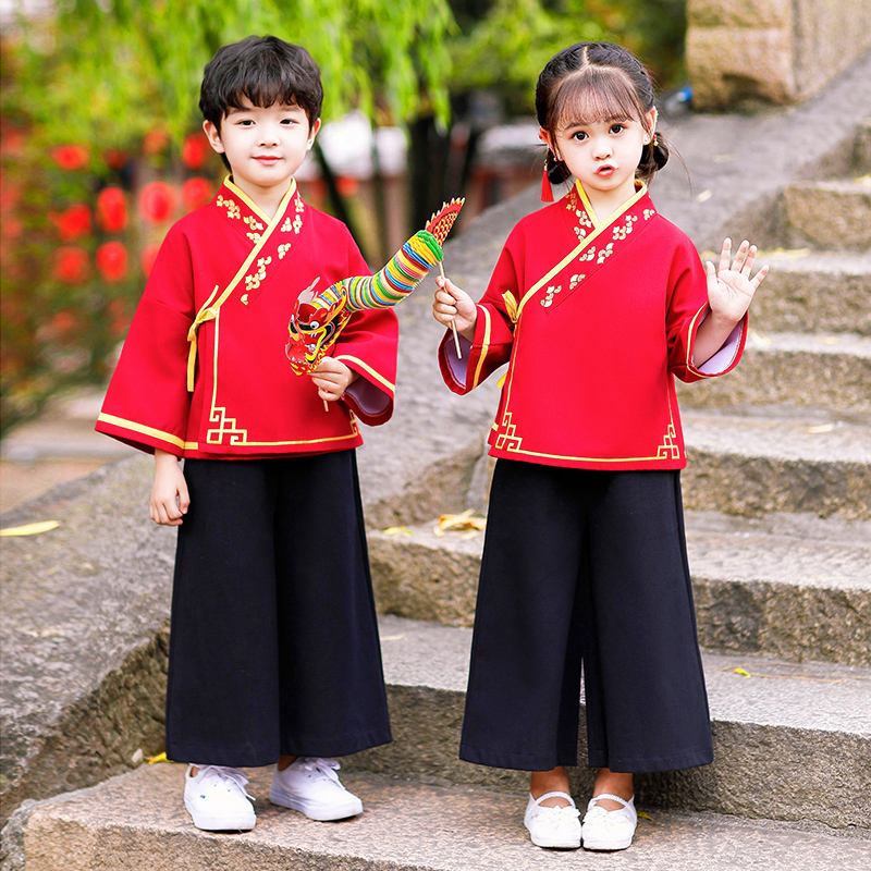 汉服男童国学服中国风儿童古装小学生男孩书童服装女童元旦演出服