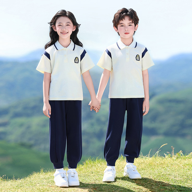 小学生校服春秋季短袖长裤套装幼儿园园服英伦学院风纯棉运动班服