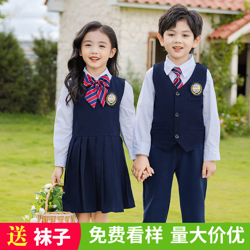 幼儿园毕业照服装英伦风新春秋男童礼服女童连衣裙合唱演出服班服