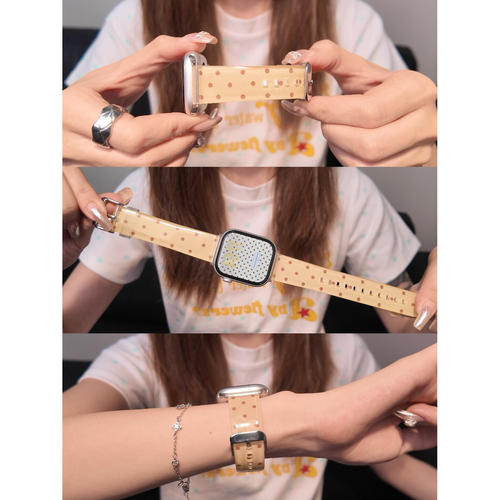 适用苹果手表iwatch11果冻tpu元气波点表带小米89pro红米华为fit5