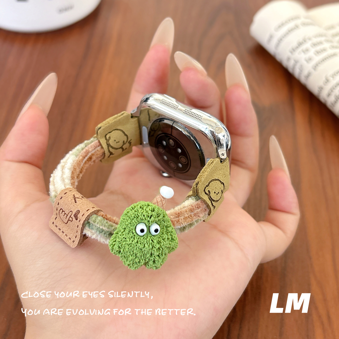 适用iwatch11苹果小米10表带89pro可爱卡通小怪兽弹力发圈毛绒fit