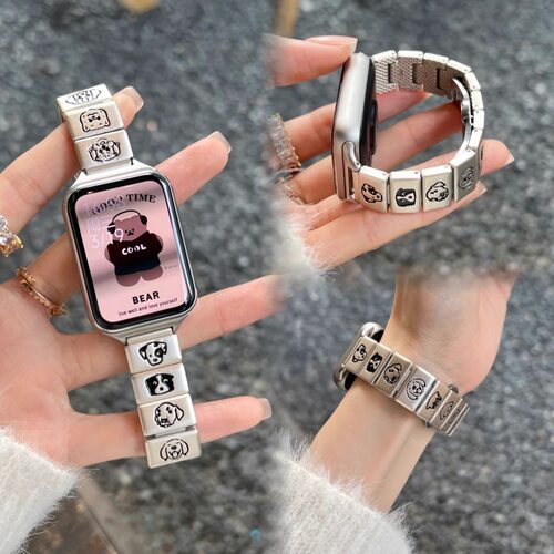 细款金属小狗猫咪表带