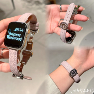 适用watch11苹果手表带华为fit4皮腕带红米65小猫蝴蝶扣小米89pro