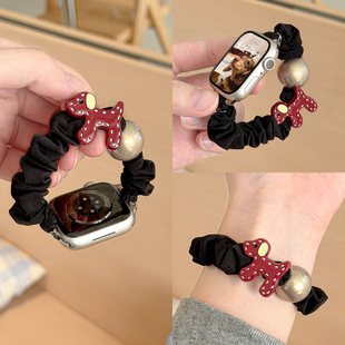 适用小米89pro珍珠小狗发圈iwatch11se雪纺皮筋表带华为fit4红米6