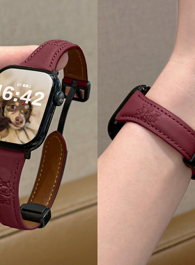 腊肠狗适用S11皮表带苹果手表小米89pro磁吸小蛮腰iwatch红米fit4