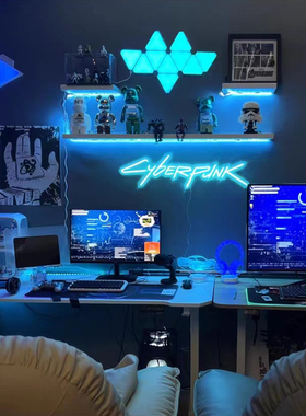 赛博朋克2077装饰灯游戏主机广告霓虹灯怀旧电竞装饰灯渲染气氛围
