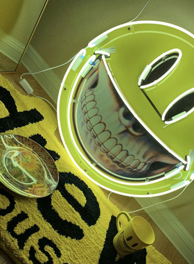 网红INS骷髅笑脸SMILE FACE霓虹灯NEON 潮牌LED发光灯牌