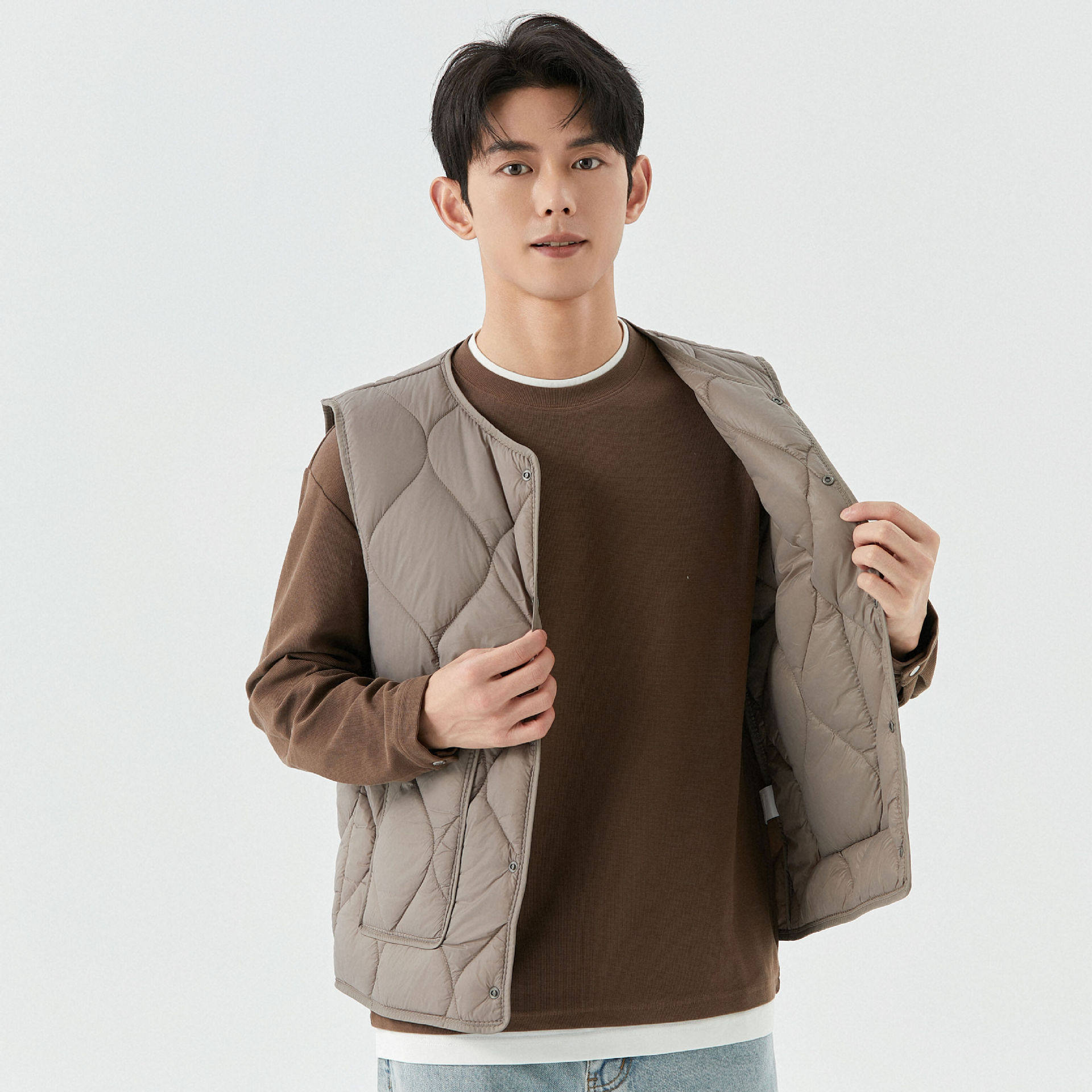 新款男女通用男士秋冬轻薄加绒休闲男款家居青年扣棉马甲2502,男装,常规马甲,淘宝优惠券,粉丝福利购,淘宝优惠卷