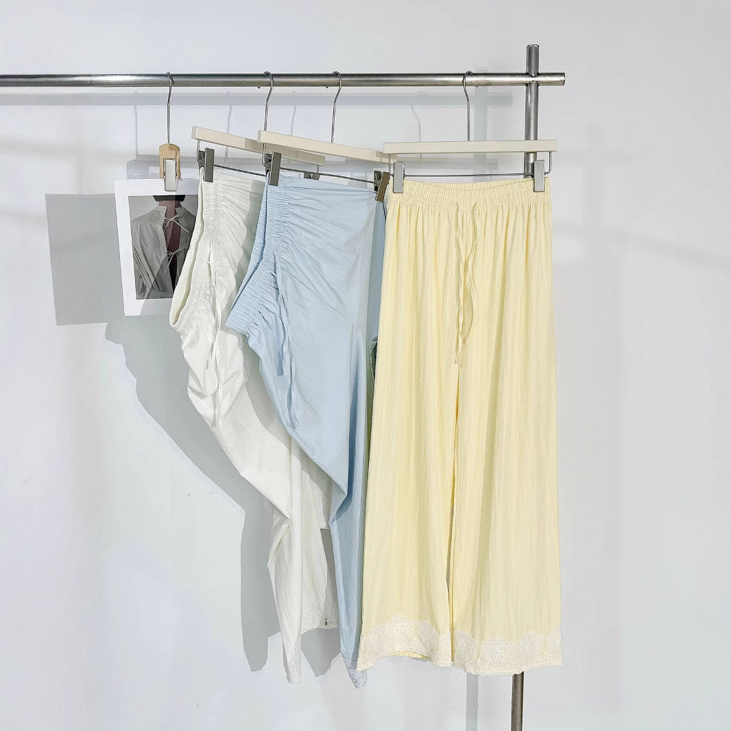 蕾丝花边奶芙裤女2025秋季新款软糯垂感休闲直筒裤高腰显瘦阔腿裤,女装/女士精品,休闲裤,淘宝优惠券,粉丝福利购,淘宝优惠卷