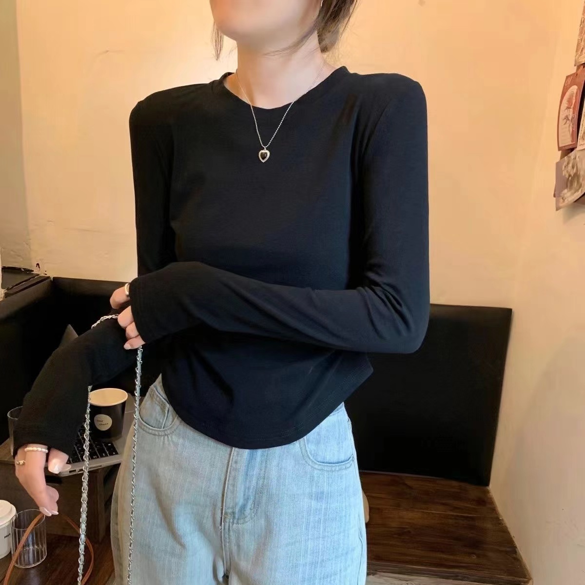 A-12四店显瘦女装设计不规则打底【部分微瑕疵不退不换】